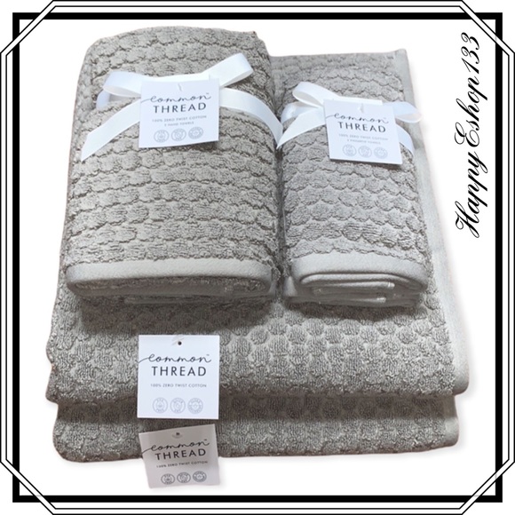 common THREAD 100% Zero Twist Cotton Towel Set 6-Piece Quick Dry Ultra Absorbent - Picture 12 of 12